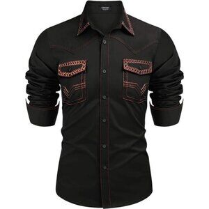 Men's Western Cowboy Shirt Black -2
